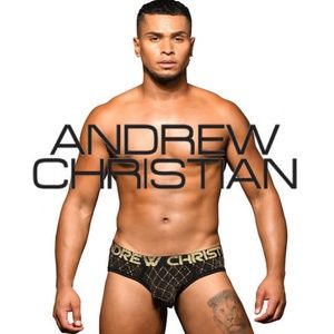 Andrew Christian Argyle Glam Briefs NWT Nylon / metallic / spandex / cotton